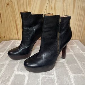 Coach Chryssa Waxy Leather Black 9B Ankle Boots Q1552 Women’s